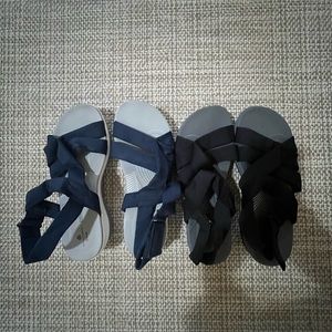 Two Clark’s sandals black/blue size 7